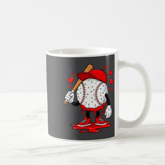 Cute Dripng Baseball Lover Valentines Day Boys Kid Kaffeetasse (Rechts)