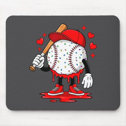 Cute Dripng Baseball Lover Valentines Day Boys Kid Mousepad (Vorne)