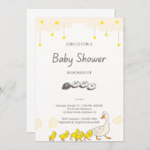 Cute Duck Baby Shower Illustration Minimal Style Einladung (Vorne/Hinten)