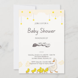 Cute Duck Baby Shower Illustration Minimal Style Einladung