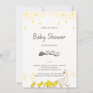 Cute Duck Baby Shower Illustration Minimal Style Einladung