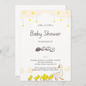 Cute Duck Baby Shower Illustration Minimal Style Einladung (Vorne/Hinten)