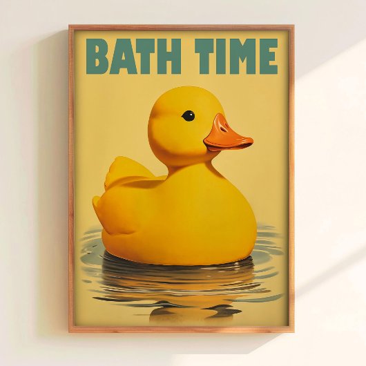 Cute Duck Bath Time Print Yellow Rubber Duck Print Poster