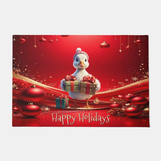 Cute Duck Christmas Holiday Doormat Fußmatte (Vorderseite)