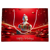 Cute Duck Christmas Holiday Gift Bag Große Geschenktüte (Vorderseite)