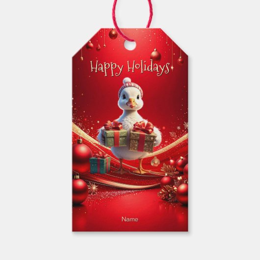 Cute Duck Christmas Holiday Gift Tag Geschenkanhänger (Vorderseite)