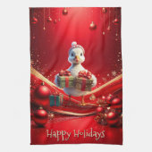 Cute Duck Christmas Holiday Kitchen Towel Geschirrtuch (Vertikal)