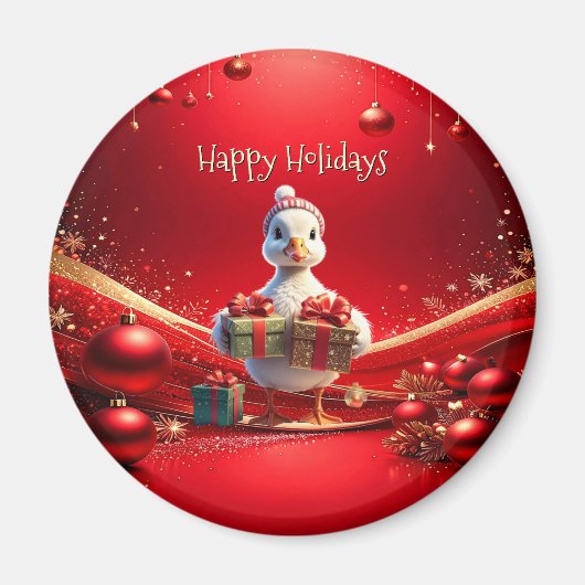 Cute Duck Christmas Holiday Magnet (Vorne)