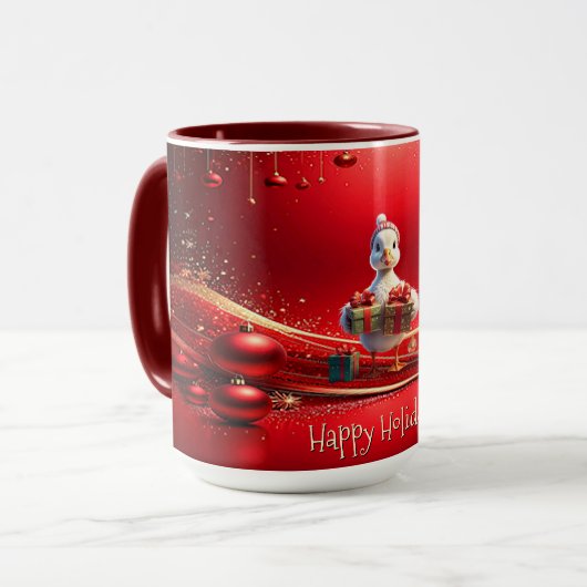 Cute Duck Christmas Holiday Mug Tasse (Vorderseite Links)