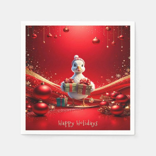 Cute Duck Christmas Holiday Napkin Serviette (Vorderseite)