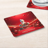 Cute Duck Christmas Holiday Paper Coaster Rechteckiger Pappuntersetzer (angewinkelt)