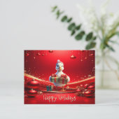 Cute Duck Christmas Holiday Postcard Postkarte (Stehend Vorderseite)