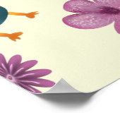 Cute Duck Floral Pattern Aesthetic Pastel Kawaii B Poster (Ecke)
