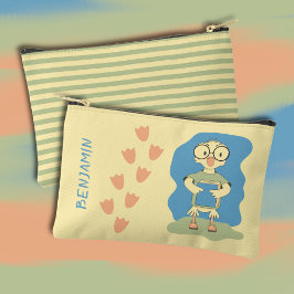 Cute Duck Nerd with Book Kid Yellow Pencil Pouch Zubehörtasche