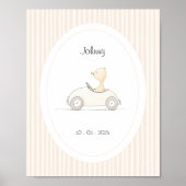 Cute Duck Race Car Nursery Name Date Poster (Vorne)