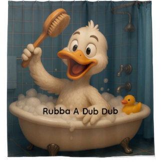 Cute Duck Shower Curtain – Editable Text, 71"x71" Duschvorhang