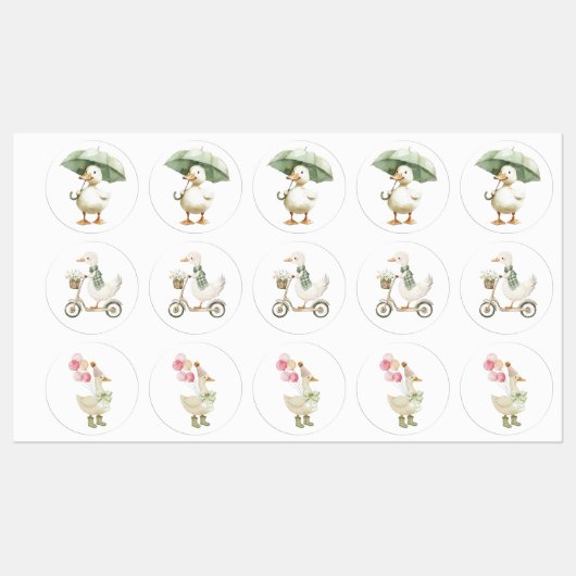 Cute Duck Stickers Etiketten (Blatt)