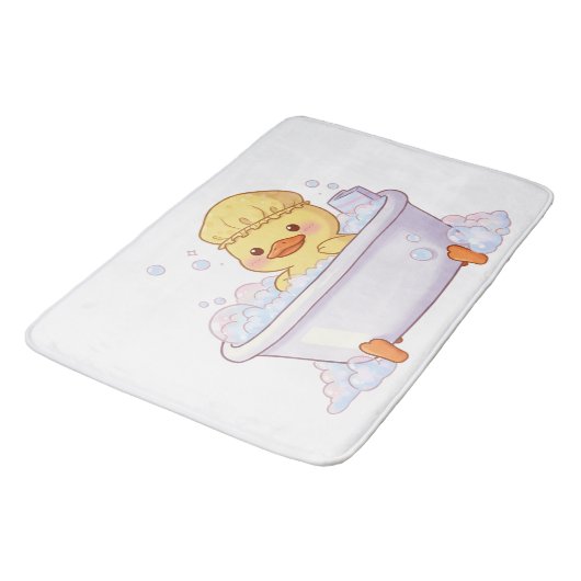 Cute Duck Taking a Bubble Bath Badematte (Schrägansicht)