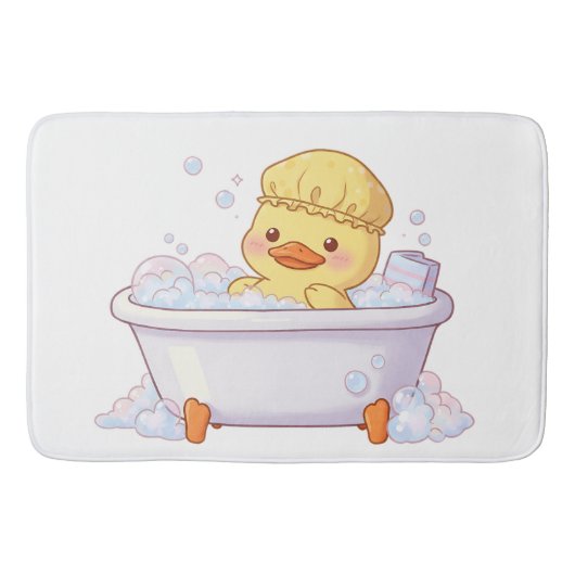 Cute Duck Taking a Bubble Bath Badematte (Vorderseite)