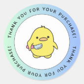 Cute Duck Thank You Sticker (Vorderseite)