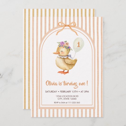 Cute Duckling Birthday Party Invitation Einladung (Vorne/Hinten)