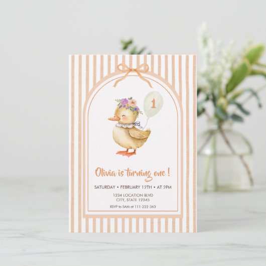 Cute Duckling Birthday Party Invitation Einladung (Stehend Vorderseite)