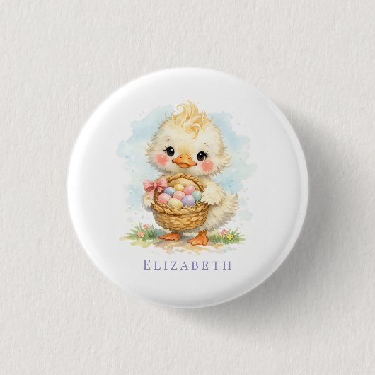 Cute Duckling Easter Egg Party Button (Vorderseite)