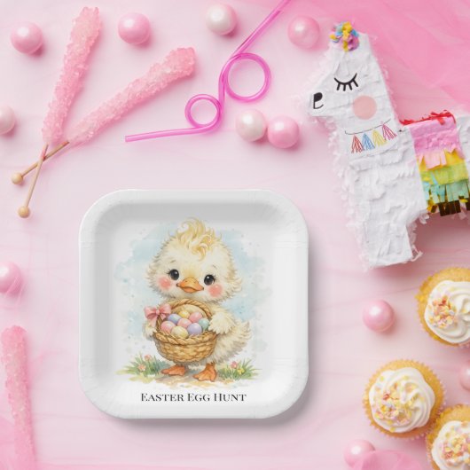 Cute Duckling Easter Egg Party Pappteller (Party)