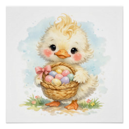 Cute Duckling Easter Egg Party Poster