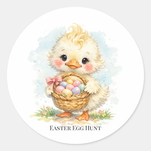 Cute Duckling Easter Egg Party Runder Aufkleber (Vorderseite)