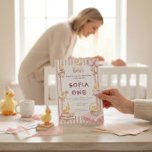 Cute Duckling First Birthday Invitation Einladung