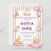 Cute Duckling First Birthday Invitation Einladung (Vorderseite)
