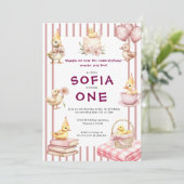 Cute Duckling First Birthday Invitation Einladung (Stehend Vorderseite)