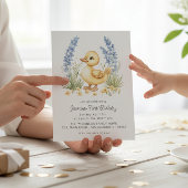 Cute Duckling Garden First Birthday QR Code Einladung