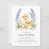 Cute Duckling Garden First Birthday QR Code  Einladung (Vorderseite)