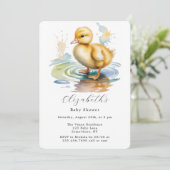 Cute Duckling Gender Neutral Baby Shower Einladung (Stehend Vorderseite)