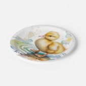 Cute Duckling Gender Neutral Baby Shower Pappteller (Schrägansicht)