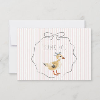 Cute Duckling Watercolor Girl Baby Shower Dankeskarte