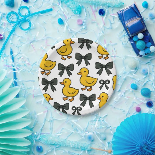 Cute Ducks & Bows Party Paper Plates Pappteller (Party)