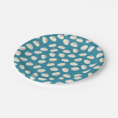 Cute Dumplings on Blue Background Paper Plate Pappteller (Schrägansicht)