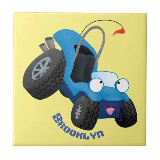 Cute dune buggy off road vehicle cartoon fliese (Vorderseite)