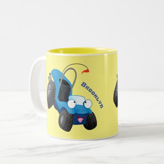 Cute dune buggy off road vehicle cartoon  zweifarbige tasse (Vorderseite Links)