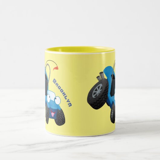 Cute dune buggy off road vehicle cartoon zweifarbige tasse (Mittel)