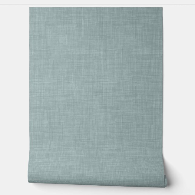 Cute Dusty Teal Blue Linen Look Texture Tapete (Abrollen)