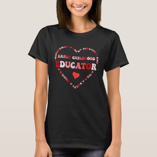 Cute Early Childhood Educator Valentines Day Heart T-Shirt (Vorderseite)