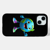 Cute Earth Cartoon iPhone 15 Case – Fun Eco (Rückseite (Horizontal))