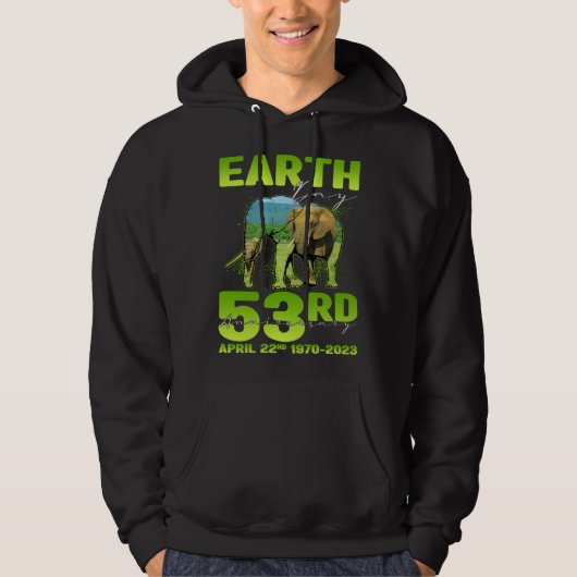 Cute Earth Day 53rd Anniversary Silhouette Of Elep Hoodie (Vorderseite)