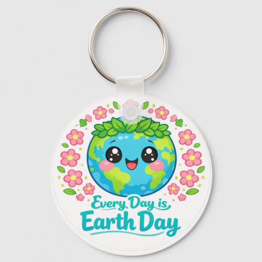 Cute Earth Day Keychain Schlüsselanhänger (Vorderseite)
