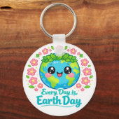 Cute Earth Day Keychain Schlüsselanhänger (Vorderseite)