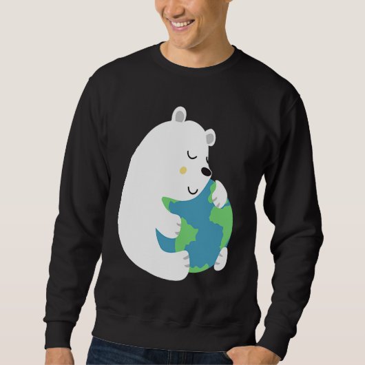 Cute Earth Day  Polar Bear Embracing Mother Earth Sweatshirt (Vorderseite)